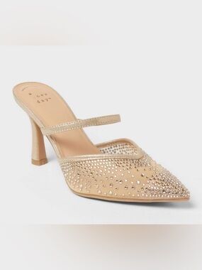 a new day Nude Embellished Pointed Toe Heeled Mule